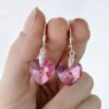 Aros Swarovski Corazón Rose 14mm Plata