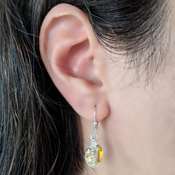Aros Cristal Swarovski Pure Leaf 14mm Plata 925