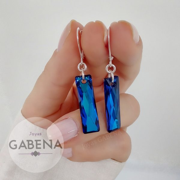 ASW-108 aros cristal swarovski queen baguette bb plata