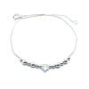 Pulsera Cristal Swarovski Bolitas y Flor 23cm Plata 925