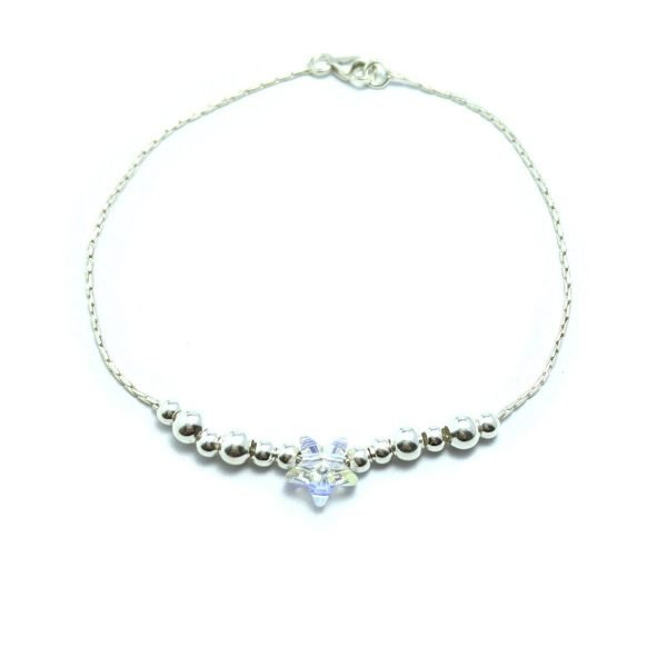 Pulsera Cristal Swarovski Bolitas y Estrella Plata 925
