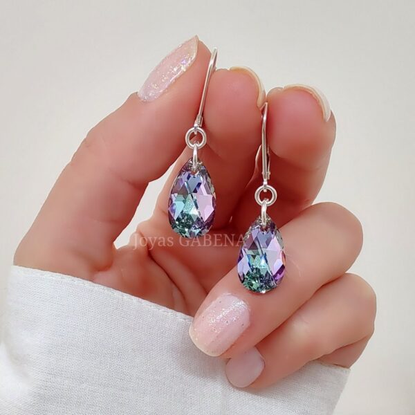 aros cristal gota 16mm plata vitrail light