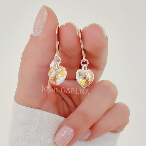 aros cristal swarovski corazon plata aurora boreal