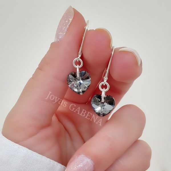 aros cristal swarovski corazon plata silver night