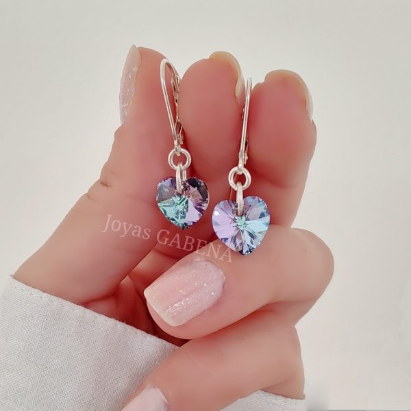 aros cristal swarovski corazon plata vitrail light