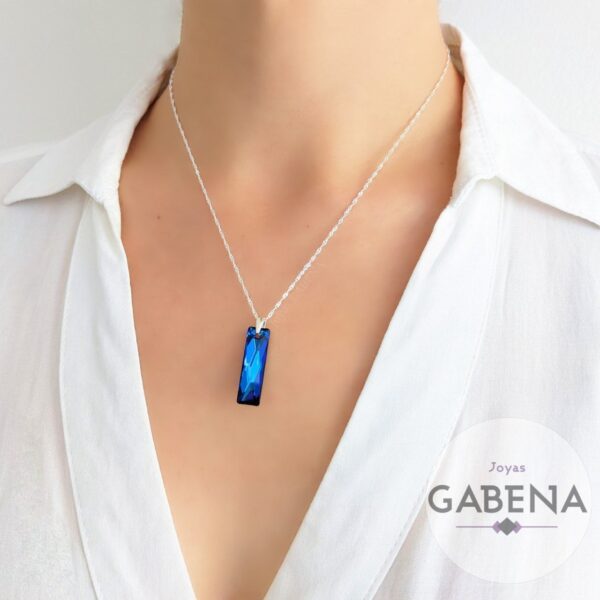 CSW-126 Collar Con Cristal Queen Baguette 25mm Plata 925 heliotrope