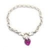pulsera rolo n00 con dije corazon fuchsia