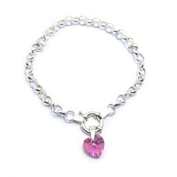 pulsera rolo n00 con dije corazon rose