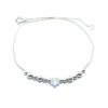 Pulsera Cristal Swarovski Bolitas y Flor 23cm Plata 925