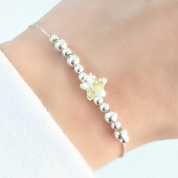 Pulsera Swarovski bolitas y estrella