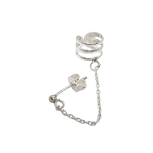 ACU-36 aro bidu tres lineas cadena plata 925