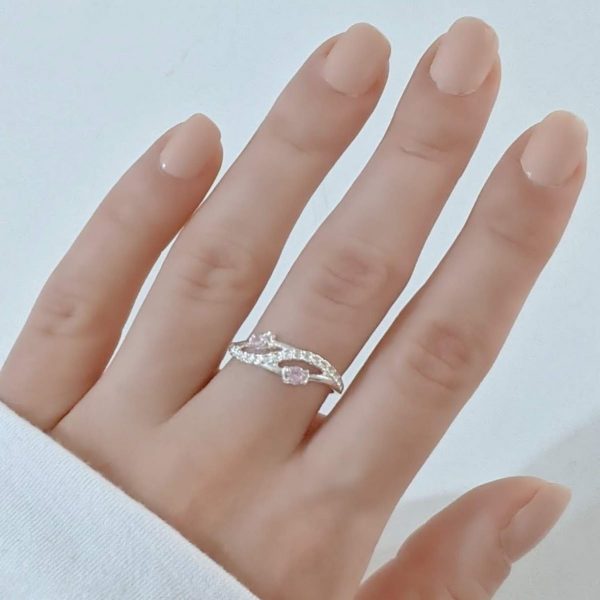 Anillo doble cristal rosa