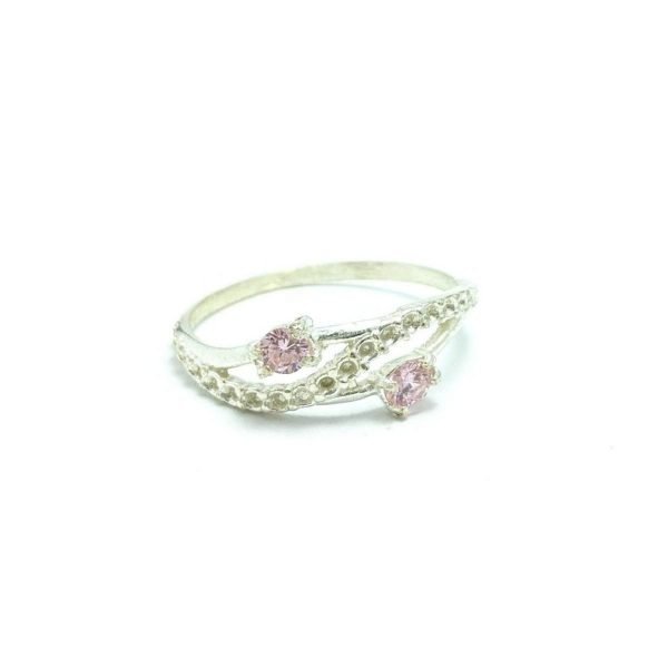 anillo doble cristal cubic rosa