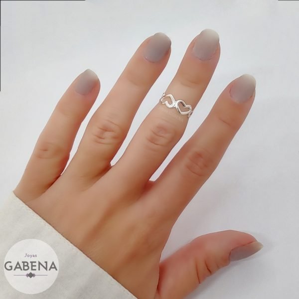 Anillo Midi Corazones Calados Plata 925 - Imagen 3