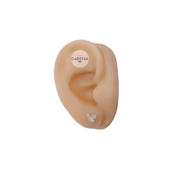 aro cristal corazon plata oreja