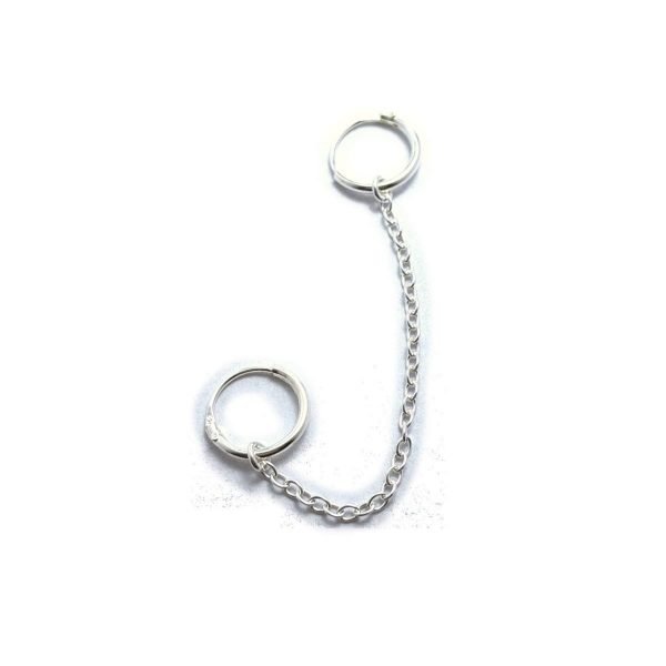Aro Solitario Argollas con Cadena 11mm Plata 925