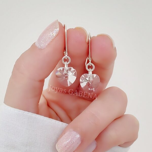 aros cristal corazon plata crystal