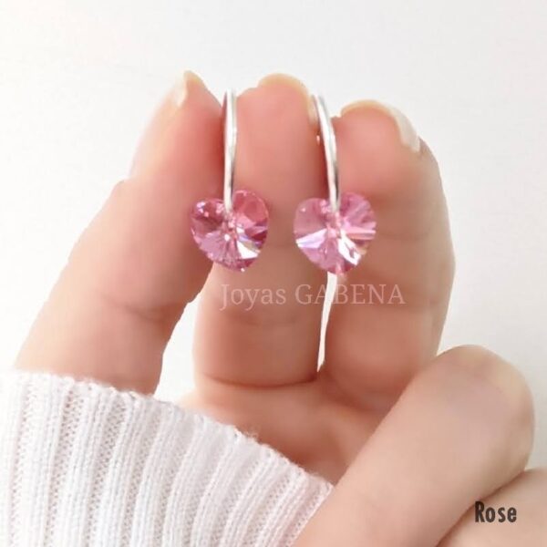 aros cubanos cristal swarovski corazon