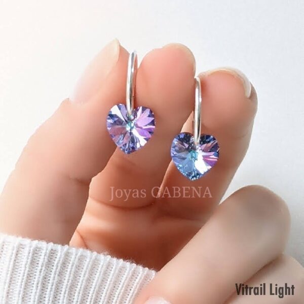aros cubanos cristal swarovski corazon