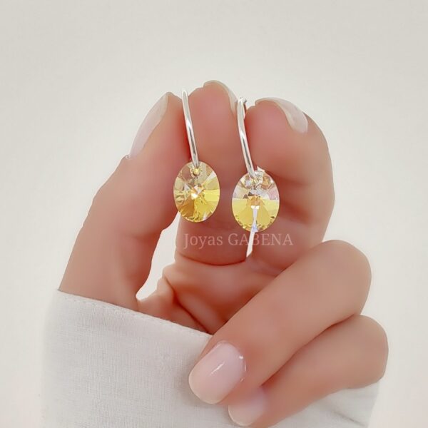 aros cristal ovalo 12mm cubanos plata aurora boreal