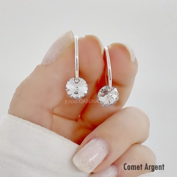 Aros Cristal Swarovski Cubanos Rivoli Plata 925 - Imagen 4