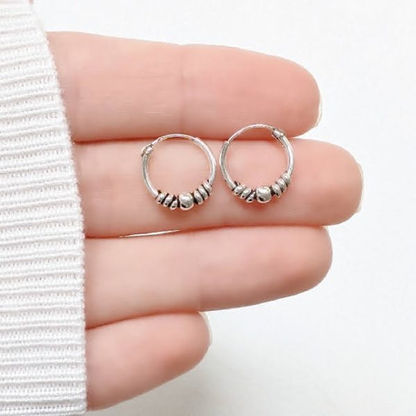 Aros Argollas Bali 12mm M5 Plata 925