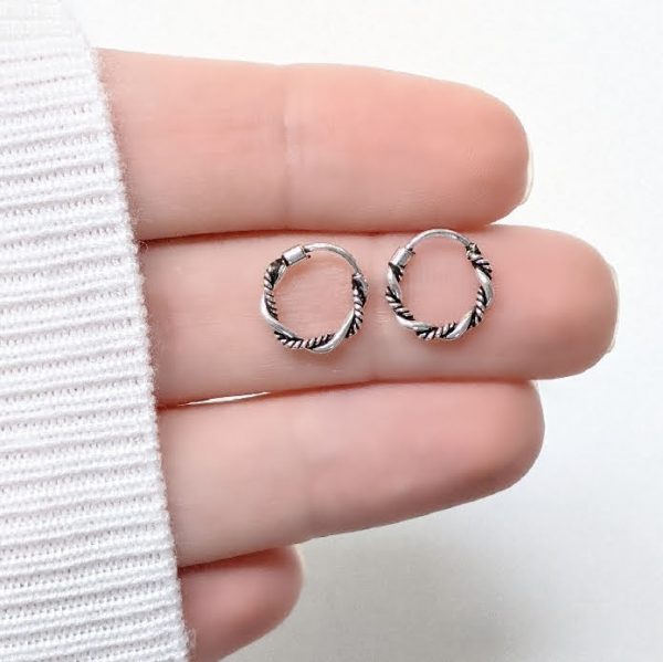 Aros Argollas Trenza 10mm Plata 925