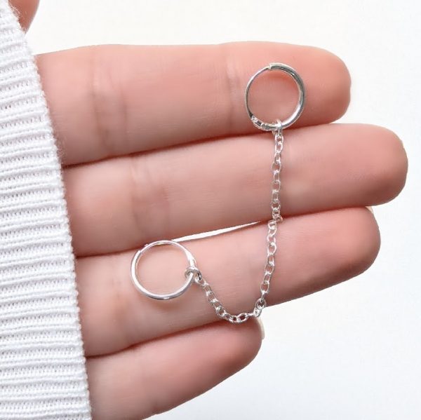 Aro solitario argollas con cadena 11mm