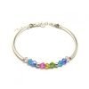 Pulsera tubos bolitas y piedras multicolor