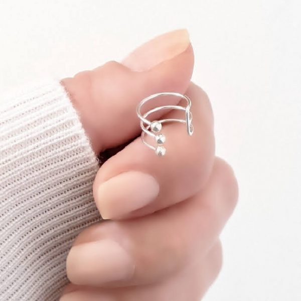 Aro cuff tres lineas bolitas