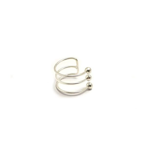 Aro cuff tres lineas bolitas