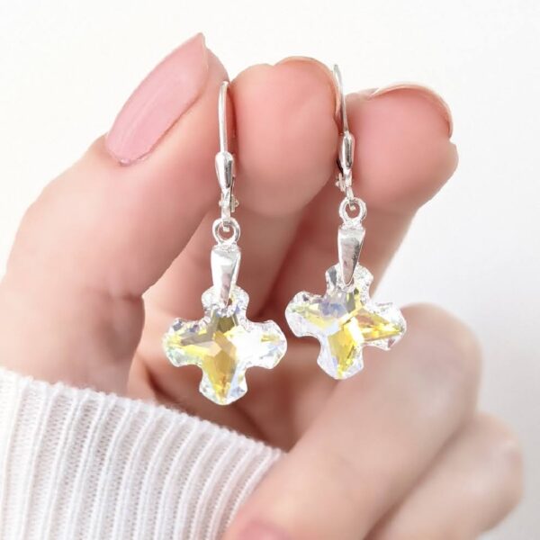 Aros Cristal Swarovski Cruz Griega