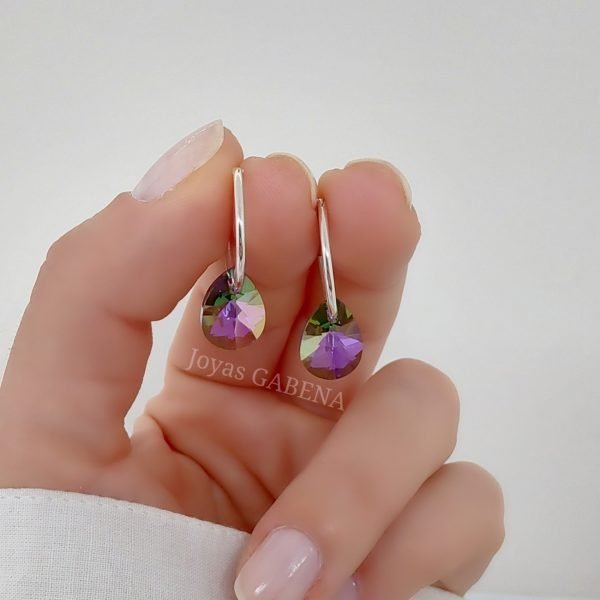 aros cristal swarovski gota 12mm cubanos plata paradise shine
