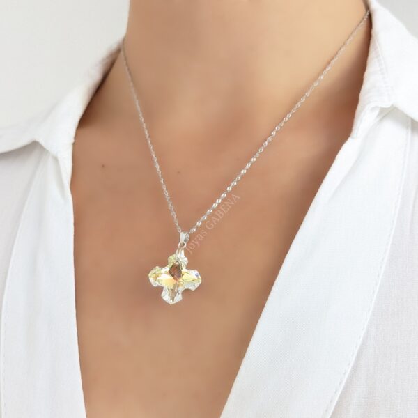 collar cristal Swarovski cruz griega plata