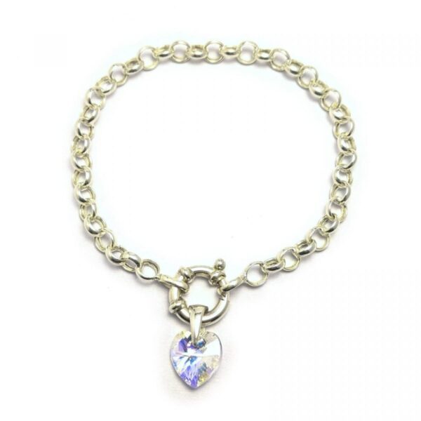 Pulsera Rolo 5mm cristal swarovski corazon de 10mm