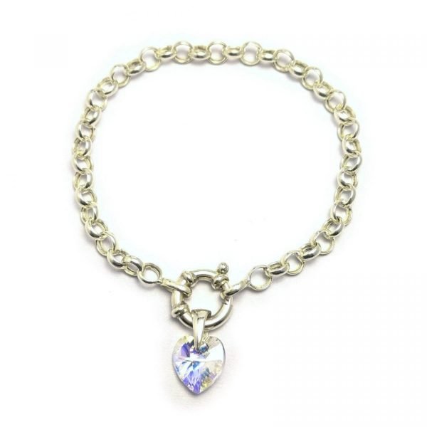 Pulsera Rolo 5mm cristal swarovski corazon de 10mm