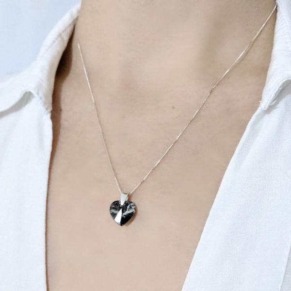 Collar Cristal Swarovski corazon 10mm silver night