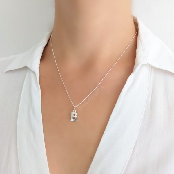 Collar Letra Inicial b Chica Plata 925 2