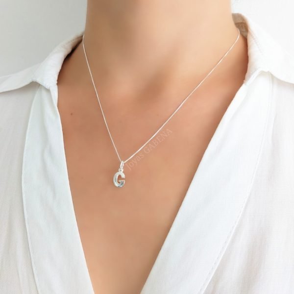 Collar Letra Inicial g Chica Plata 925 2