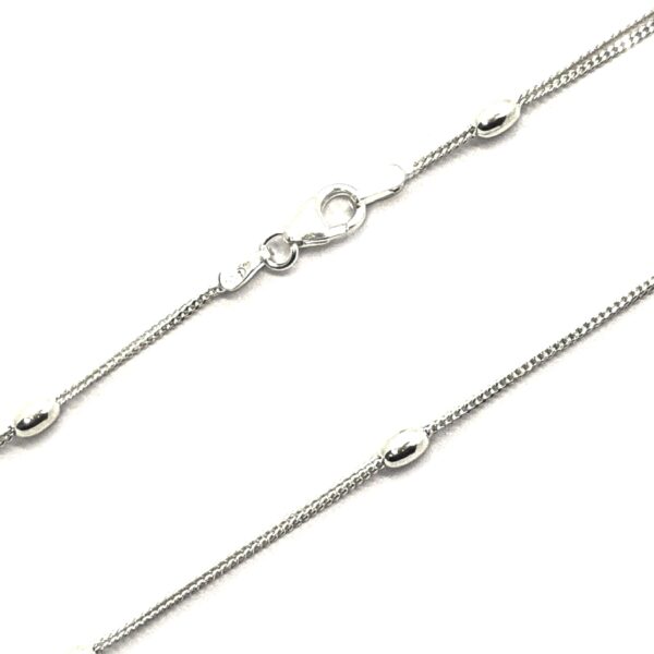 Cadena Doble Cubana Bolitas Ovaladas Plata 925