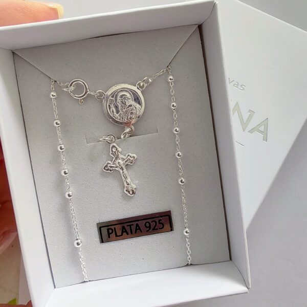 CO-52 Rosario Con Medalla San Benito 55cm Plata 925 packaging