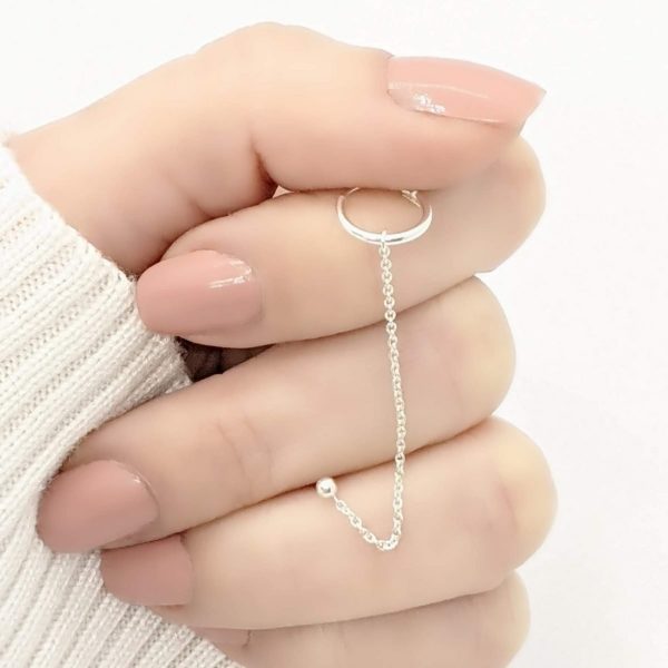Aro bolita con cadenas y argolla solitario