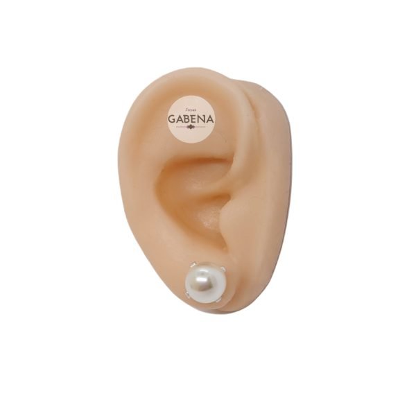 aro perla engarzada 10mm plata oreja