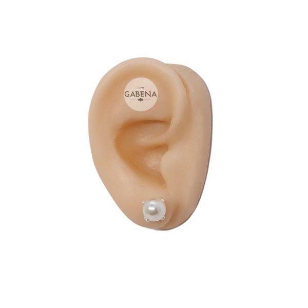 aro perla engarzada 8mm plata oreja