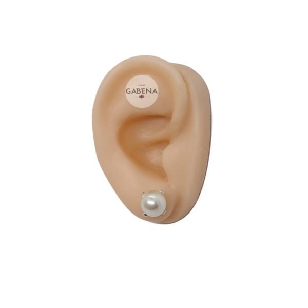 aro perla engarzada 9mm plata oreja