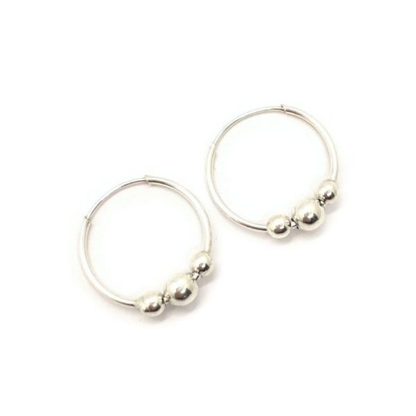 Aros argolla con tres bolitas