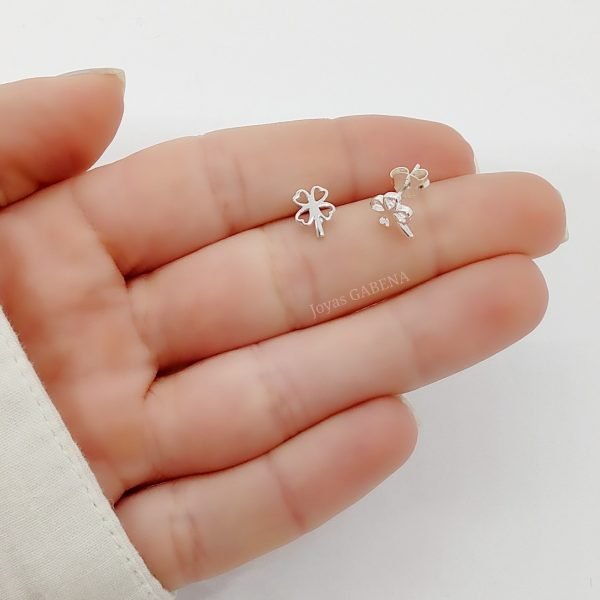 aros trebol plata 925