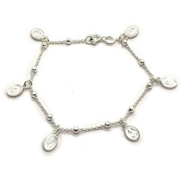 Pulsera espejo medalla milagrosa y bolitas