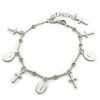 Pulsera Espejo Medalla Milagrosa Y Cruces Plata 925