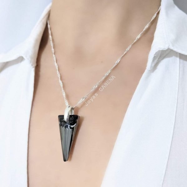 collar swarovski pendulo spike silver night 28mm